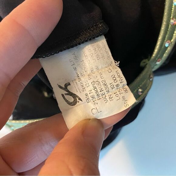 GK elite custom gymnastics competition leotard long sleeve rhinestones mesh LC - Picture 9 of 11